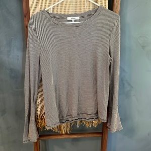 EUC Ro&De black and white stripe bell sleeve top